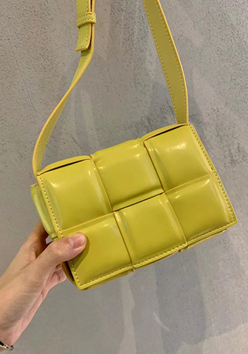 Mia Plaid Square Leather Shoulder Mini Bag Yellow
