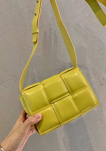 Mia Plaid Square Leather Shoulder Mini Bag Yellow