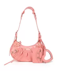 The Route 66 XS Gold Studded Faux Leather Shoulder Bag Pink