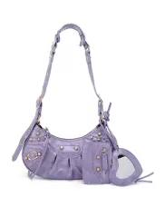 The Route 66 XS Gold Studded Faux Leather Shoulder Bag Purple