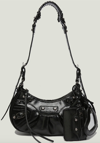 The Route 66 XS Studded Faux Leather Shoulder Bag Black