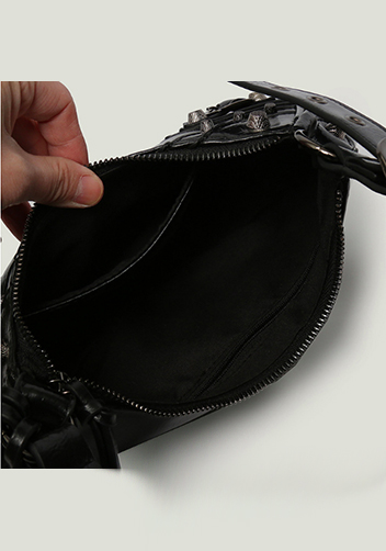 The Route 66 XS Studded Faux Leather Shoulder Bag Black