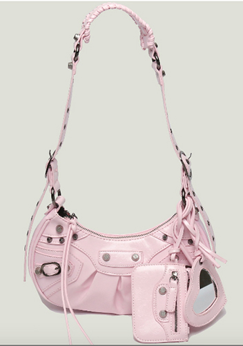 The Route 66 XS Studded Faux Leather Shoulder Bag Pink