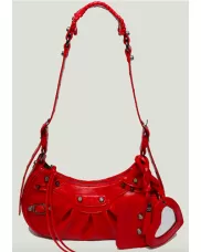 The Route 66 XS Studded Faux Leather Shoulder Bag Red