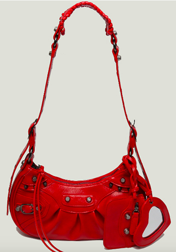 The Route 66 XS Studded Faux Leather Shoulder Bag Red