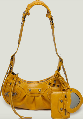 The Route 66 XS Studded Faux Leather Shoulder Bag Yellow