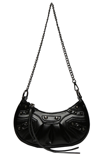 The Route Mini Studded Faux Leather Shoulder Bag Black