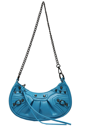 The Route Mini Studded Faux Leather Shoulder Bag Blue
