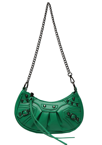 The Route Mini Studded Faux Leather Shoulder Bag Green