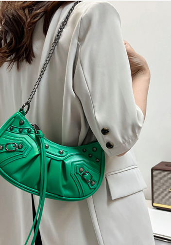 The Route Mini Studded Faux Leather Shoulder Bag Green