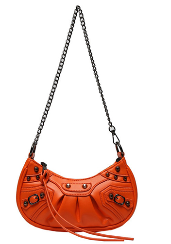 The Route Mini Studded Faux Leather Shoulder Bag Orange