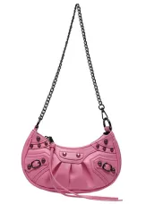 The Route Mini Studded Faux Leather Shoulder Bag Pink