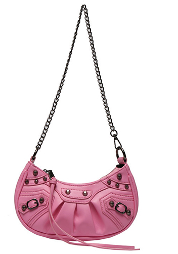 The Route Mini Studded Faux Leather Shoulder Bag Pink