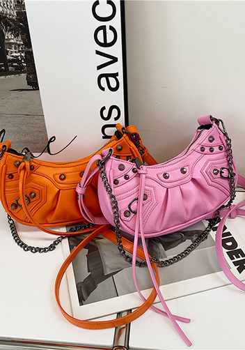 The Route Mini Studded Faux Leather Shoulder Bag Pink