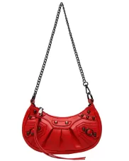 The Route Mini Studded Faux Leather Shoulder Bag Red