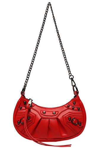 The Route Mini Studded Faux Leather Shoulder Bag Red