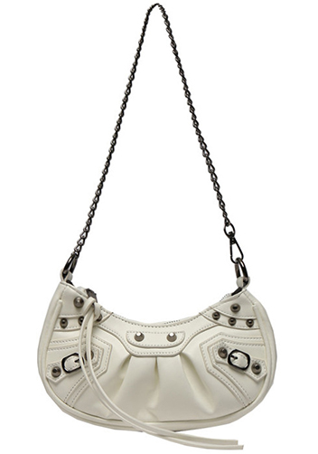 The Route Mini Studded Faux Leather Shoulder Bag White