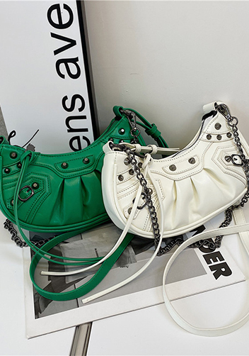 The Route Mini Studded Faux Leather Shoulder Bag White