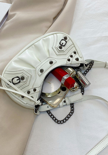 The Route Mini Studded Faux Leather Shoulder Bag White