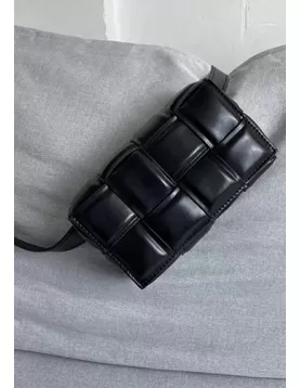 Mia Padded Leather Belt Bag Black
