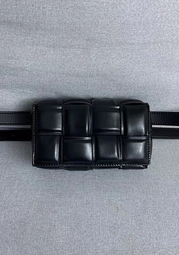 Mia Padded Leather Belt Bag Black