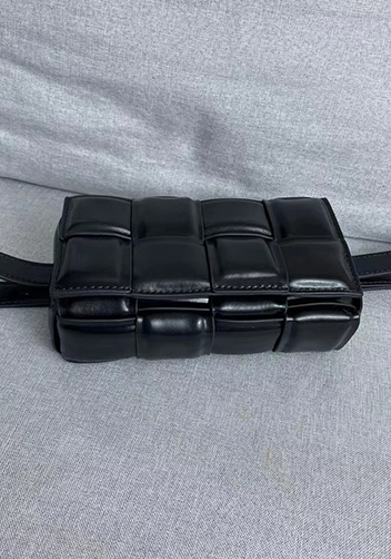 Mia Padded Leather Belt Bag Black