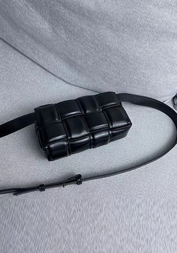 Mia Padded Leather Belt Bag Black