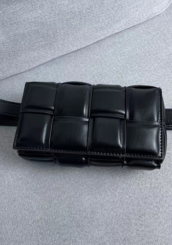 Mia Padded Leather Belt Bag Black