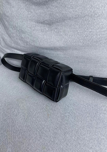 Mia Padded Leather Belt Bag Black