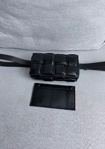 Mia Padded Leather Belt Bag Black
