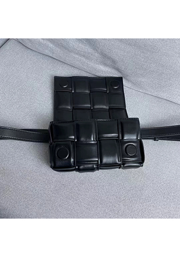 Mia Padded Leather Belt Bag Black