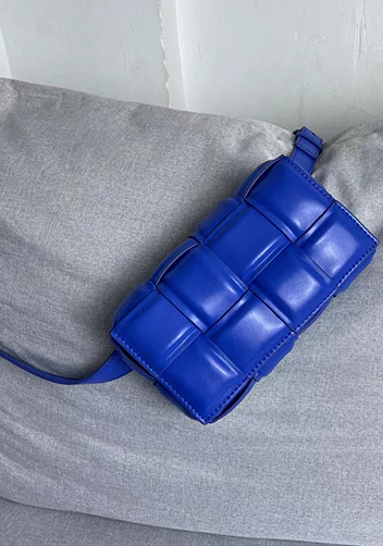Mia Padded Leather Belt Bag Blue