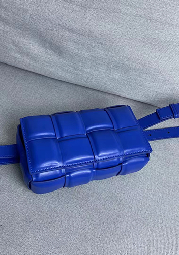 Mia Padded Leather Belt Bag Blue