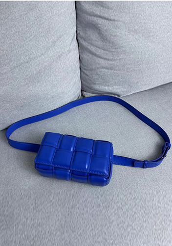 Mia Padded Leather Belt Bag Blue