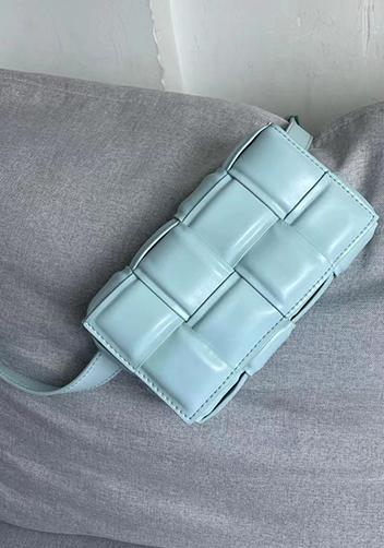Mia Padded Leather Belt Bag Light Blue