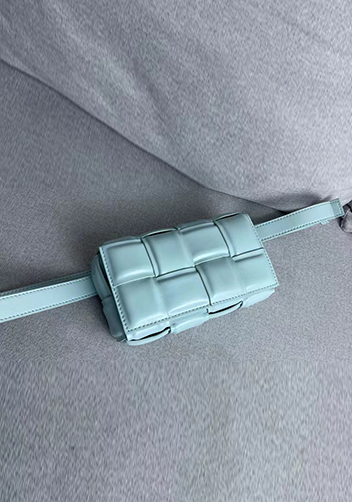 Mia Padded Leather Belt Bag Light Blue