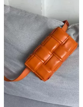 Mia Padded Leather Belt Bag Orange