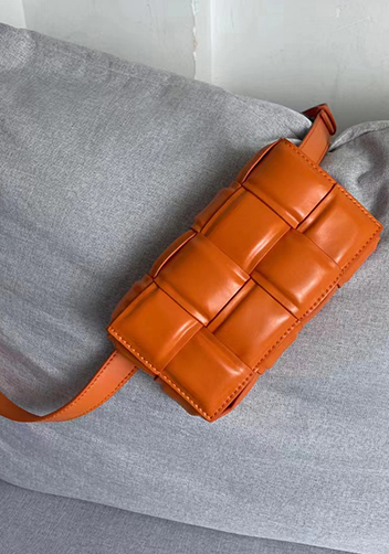 Mia Padded Leather Belt Bag Orange