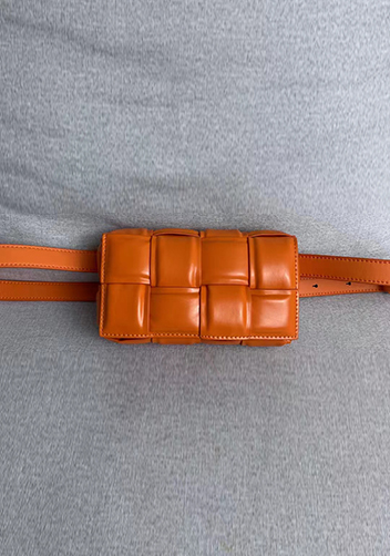 Mia Padded Leather Belt Bag Orange