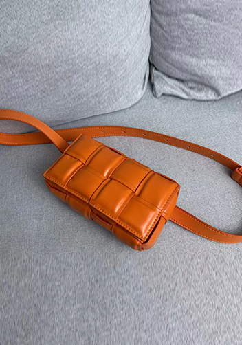 Mia Padded Leather Belt Bag Orange