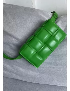 Mia Padded Leather Belt Bag Green Parakeet
