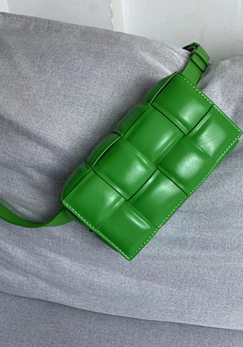 Mia Padded Leather Belt Bag Green Parakeet