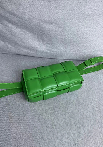 Mia Padded Leather Belt Bag Green Parakeet
