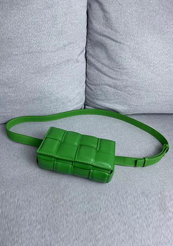 Mia Padded Leather Belt Bag Green Parakeet