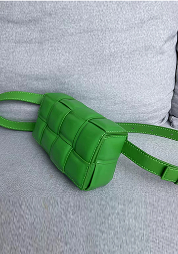 Mia Padded Leather Belt Bag Green Parakeet