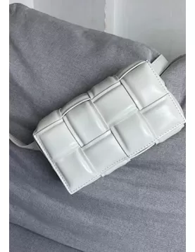 Mia Padded Leather Belt Bag White