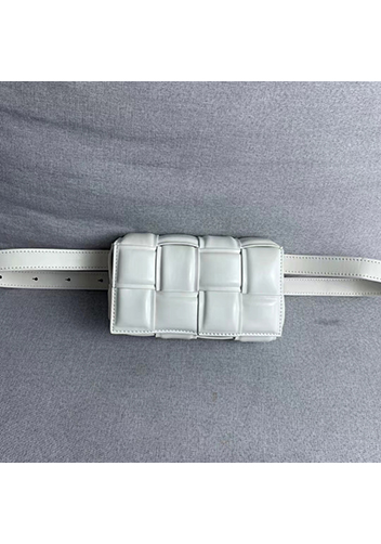 Mia Padded Leather Belt Bag White