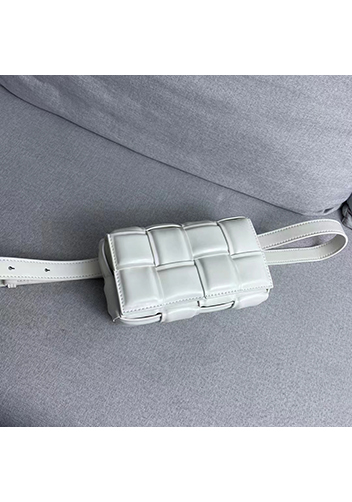 Mia Padded Leather Belt Bag White