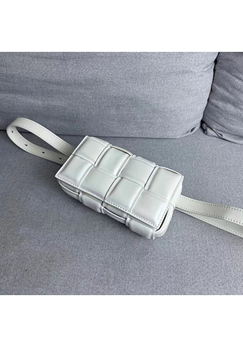 Mia Padded Leather Belt Bag White