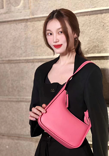 Luna Half Moon Leather Shoulder Bag Barbie